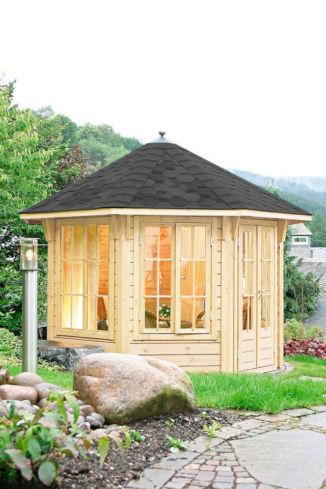 Wolff Holzpavillon Capri 3.5, (Set), BxT: 430x430 cm, mit Dachschindeln und Fußboden von Wolff