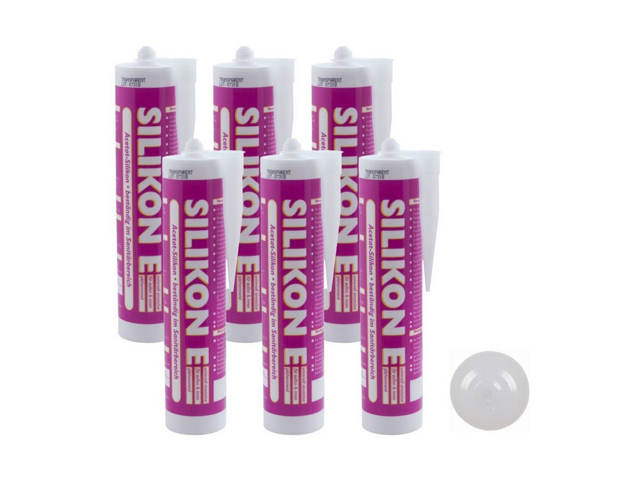 ARLI Spachtelmasse 6x Silikon 310ml transparent Universal Sanitär Bad, Dusche Küche Fuge Fenster innen außen ARLI Spachtelmasse 6x Silikon 310ml transparent Universal Sanitär Bad, Dusche Küche Fuge Fenster innen außen von ARLI