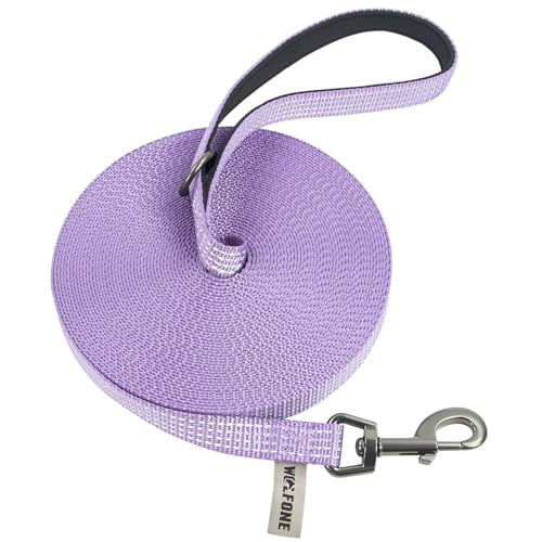 Wolfone Leichte Schleppleine 15m für Hunde,Reflektierende Rückruf-Hundeleine mit weich gepolstertem Griff,Trainingsleine für Outdoor-Übungen Lila von Wolfone