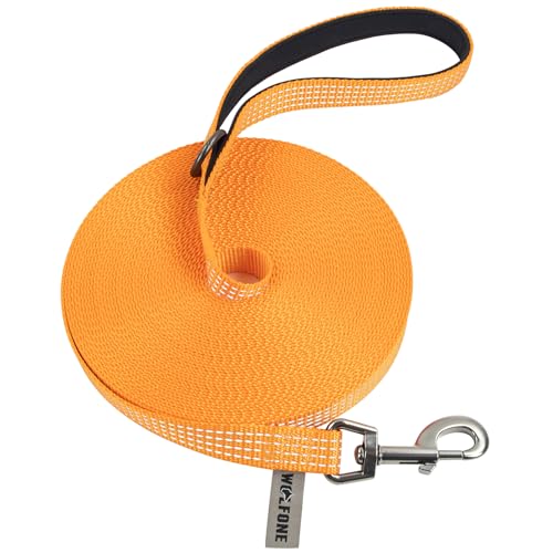 Wolfone Leichte Schleppleine 3m für Hunde,Reflektierende Rückruf-Hundeleine mit weich gepolstertem Griff,Trainingsleine für Outdoor-Übungen Orange von Wolfone