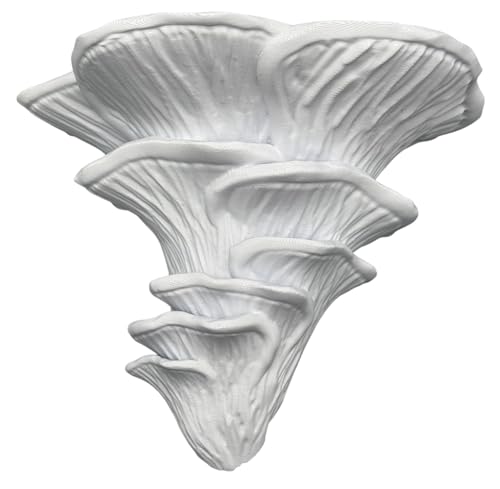 Wolfprint Pilz Wandregal Flamingo Seitling | Rosen Blätterpilz Fungus Regal Flamingoseitling Deko Pilzregal Exotisch Design Wohnaccessoire 3D-Druck Wandpilz Pilzwandregal (Weiß, L 18x14x10 cm) von Wolfprint