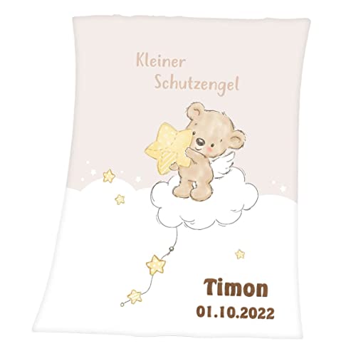 Wolimbo Babydecke mit Namen personalisiert - Motiv Kleiner Schutzengel - Besticktes Geschenk für Mädchen und Junge Wolimbo Babydecke mit Namen personalisiert - Motiv Kleiner Schutzengel - Besticktes Geschenk für Mädchen und Junge von Wolimbo
