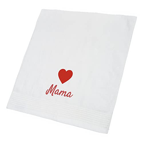 Wolimbo Handtuch Bestickt mit Namen und Motiv - 50x100 cm - Weiss - weiches Badehandtuch - Geschenk von Wolimbo