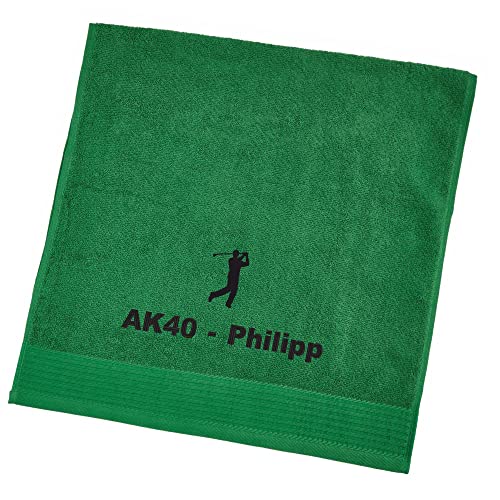 Wolimbo Handtuch Bestickt mit Namen und Motiv - 50x100 cm - grün - weiches Badehandtuch - Geschenk von Wolimbo