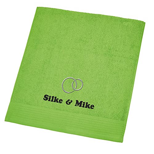 Wolimbo Handtuch Bestickt mit Namen und Motiv - 50x100 cm - hellgrün - weiches Badehandtuch - Geschenk von Wolimbo