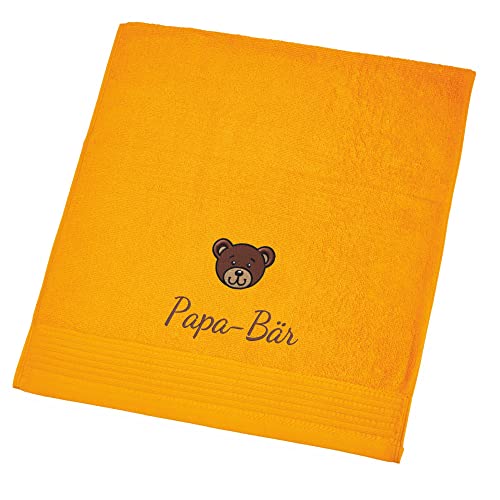 Wolimbo Handtuch Bestickt mit Namen und Motiv - 50x100 cm - orange - weiches Badehandtuch - Geschenk von Wolimbo