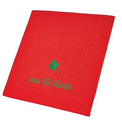 Wolimbo Handtuch Bestickt mit Namen und Motiv - 50x100 cm - rot - weiches Badehandtuch - Geschenk von Wolimbo