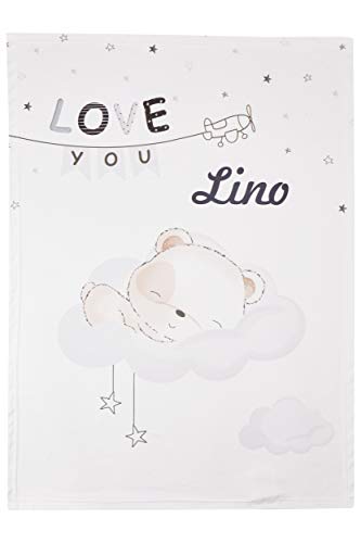 Wolimbo Soft-Peach Babydecke mit Namen personalisiert - Motiv Schlafbär - Besticktes Geschenk für Mädchen und Junge 75x100cm Wolimbo Soft-Peach Babydecke mit Namen personalisiert - Motiv Schlafbär - Besticktes Geschenk für Mädchen und Junge 75x100cm von Wolimbo