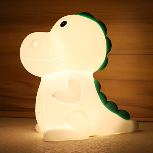 WolinTek LED Nachtlicht Baby,Dinosaurier Silikon Nachtlicht Kinder USB-Aufladung, Nachttischlampe Babyzimmer mit 7 Lichtwechsel & Tap Control,Silikon Kinderzimmer Lampe,Dino Stilllicht Dimmbar von WolinTek