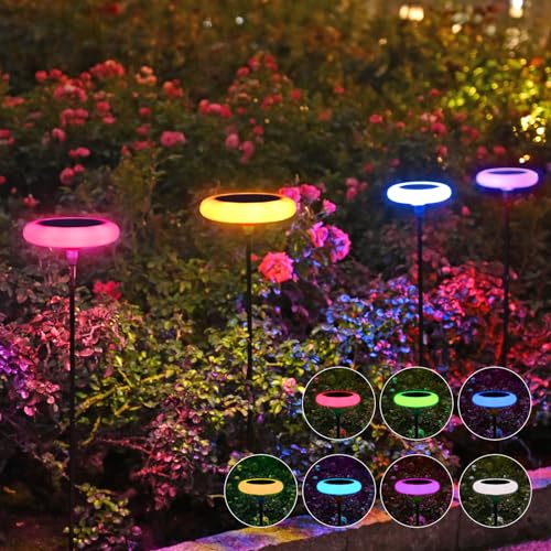 WolinTek Solarlampen für Außen Garten, 4 Stück Solarleuchten Garten für Außen,36 Lumens Extra Helle Gartenleuchten,IP65 Wasserdicht,Solarleuchten Garten Deko für Rasen,Terrasse,Hof,Deko Weg (RGB) von WolinTek