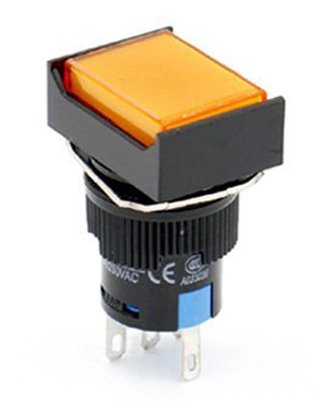 Woljay 16mm Drucktaster Taster Druckknopf Rechteckig Kopf LED Lampe Orange Licht AC 220V SPDT 5Pin 3 Stück von Woljay