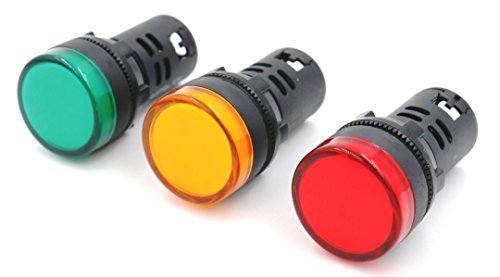 Woljay Indikator Signalleuchte Rot Gelb Grün 22mm LED Pilot Panel AC/DC 24V 20mA Signallampe 3 Stück Woljay Indikator Signalleuchte Rot Gelb Grün 22mm LED Pilot Panel AC/DC 24V 20mA Signallampe 3 Stück von Woljay