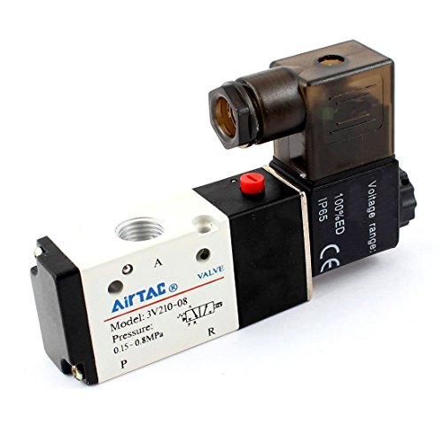Woljay Pneumatikventil Pneumatische Magnetventil PT 1/4" Luftventil 3V210-08 DC 24V 3-Wege 2 Position von Woljay