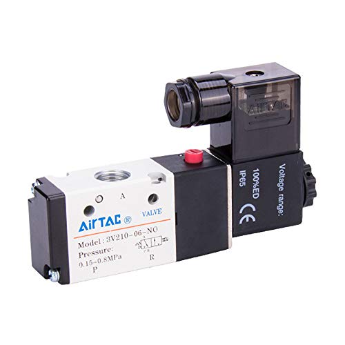 Woljay Pneumatisches Magnetluftventil 3V210-06 AC 24V PT 1/8" 2 Position 3 Wege Normalerweise Geöffnet Woljay Pneumatisches Magnetluftventil 3V210-06 AC 24V PT 1/8" 2 Position 3 Wege Normalerweise Geöffnet von Woljay