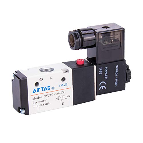 Woljay Pneumatisches Magnetluftventil 3V210-06 DC 24V PT 1/8" 2 Position 3 Wege Normalerweise Geschlossen von Woljay