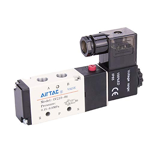 Woljay Pneumatisches Magnetluftventil 4V210-06 DC 24V PT 1/8" 2 Position 5 Wege Normalerweise Geschlossen von Woljay