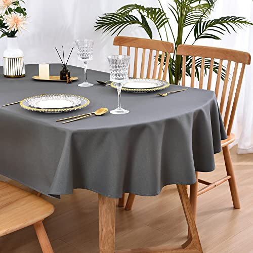 Wolkemer Kleine ovale Tischdecke, 132 x 178 cm, waschbar, einfarbig, grau, Tischdecke für Esszimmer, Hochzeit, Party, Bankett, Tischdekoration von Wolkemer