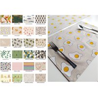 1-12 Genähte Stoff-Tischsets 45x30cm 18x12" in Vielen Mustern Frühstückstisch Canvas Leinenoptik Cotton von WolkenVonElena