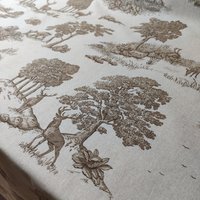 Hochwertige Festliche Mitteldecke Oder Xxl Tischdecke Bis 4, 50M Groß Rechteckig O Rund Schlicht Klassisch Hirschwald-Szene Naturbeige Braun von WolkenVonElena