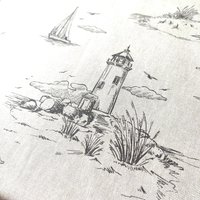 Hochwertige Mitteldecke Oder Xxl Tischdecke | Rechteckig Rund Leinenoptik Farbe Naturleinen Dunkel Grau Meeresküsten-Landschaft von WolkenVonElena