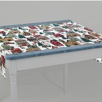 Weihnachts-Tischläufer Mitteldecke 40 cm Breit Canvas Baumwolle Weihnachtstisch Wohndekor Farbe Weiß Grün Rot Braun Mint. Motiv "Winterdorf" von WolkenVonElena