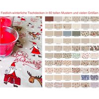 Weihnachts - Xxl Tischdecke O. Mitteldecke in 60 Tollen Mustern Rechteckig Rund Schlicht Verspielt Hochwertig Winter Advent Heiligabend von WolkenVonElena