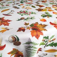 Wunderschöne Hochwertige Cotton Tischdecke Mitteldecke Xxl Rechteckig Rund Edel Schick Groß Lang Kastanien Pilz Ahorn Blatt Herbstwald Natur von WolkenVonElena
