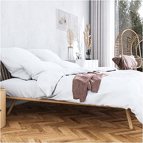 Wolkenfeld Mako-Satin Bettwäsche 200x220 weiß - 100% Baumwolle - Traumhaft weiche Bettwäsche-Sets - 1x Bettbezug 200x220cm + 2X Kissenbezug 80x80 von Wolkenfeld