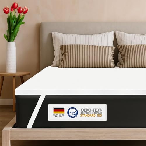 Wolkenfeld Matratzen Topper 140x200 cm – 5 cm Höhe | Atmungsaktiver Matratzentopper mit Oeko-TEX Zertifikat | Weich, Ergonomisch, Abnehmbar & Waschbar – Komfort und Entlastung bei zu harten Matratzen Wolkenfeld Matratzen Topper 140x200 cm – 5 cm Höhe | Atmungsaktiver Matratzentopper mit Oeko-TEX Zertifikat | Weich, Ergonomisch, Abnehmbar & Waschbar – Komfort und Entlastung bei zu harten Matratzen von Wolkenfeld