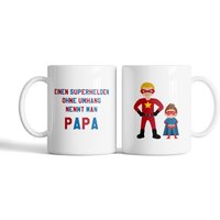 Superhelden Papa Tasse Personalisiert - Geschenk Für Mit Kindern Spruch Weihnachten Vatertagsgeschenk Individuell von Wolkenmoment
