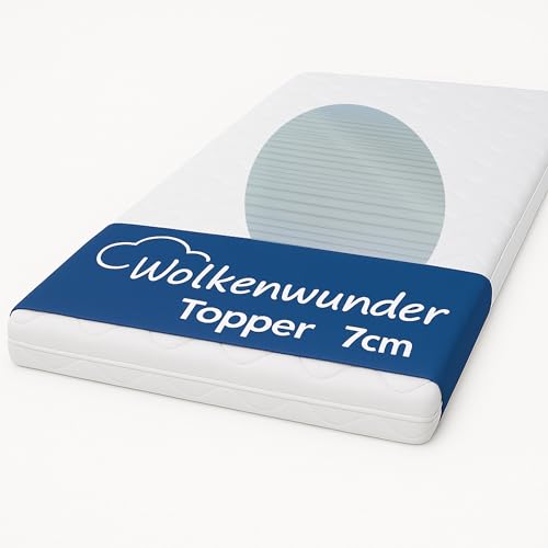 Wolkenwunder Matratzen Topper 100x200 cm mittel, 7 cm Höhe, 7-Zonen, Matratzenauflage von Wolkenwunder
