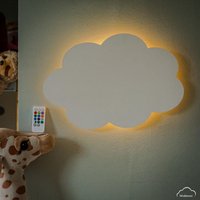 Indirektes Licht Schlummerlicht Baby & Kinder | Nachtlicht Wolke "Willy" Led Aus Holz Weiß - Deko Kinderzimmer 45cm25cm von WolkereiShop
