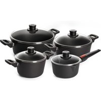 WOLL MADE IN GERMANY Topf-Set "Nowo Titanium", Aluminiumguss, (Set, 8 tlg., je 1 Kochtopf 20/24/28 cm, 1 Stielkasserolle 18 cm), Made in Germany von Woll Made In Germany