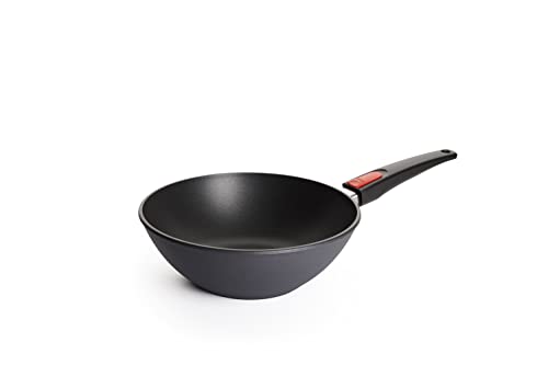 Woll Diamond Lite Wok- und Rührpfanne, Ø 26 cm, 9 cm hoch, mit abnehmbaren Stiel - Geeignet für Ceran, Gas, Elektro, Halogen - nicht induktionsgeeignet, Aluminiumguss, Antihaft-Versiegelung von Woll