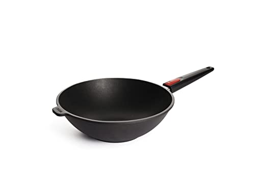 Woll Nowo Titanium Wok- und Rührpfanne, Ø 30 cm, 10 cm hoch, mit abnehmbarem Stiel - Geeignet für Ceran, Gas, Elektro, Halogen - nicht induktionsgeeignet, backofenfest, schwarz von Woll