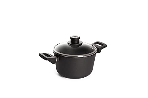 Woll Nowo Titanium Topf mit Glasdeckel in Box - Induktiv - Ø 20 cm, 12 cm hoch, 3.0 Liter, mit 2 Seitengriffen - Geeignet für alle Herdarten von Woll