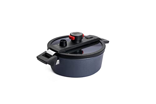 Woll Active Lite Kasserolle mit Active-Lite-Deckel, Ø 24 cm, 9 cm hoch, 3,8 Liter, mit 2 Seitengriffen - Geeignet für Ceran, Gas, Elektro, Halogen - nicht induktionsgeeignet, Aluguss, anthrazit von Woll