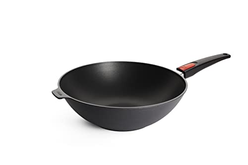 Woll Diamond Lite Wok- und Rührpfanne, Ø 32 cm, 10 cm hoch, mit abnehmbaren Stiel - Geeignet für Ceran, Gas, Elektro, Halogen - nicht induktionsgeeignet, Aluguss, anthrazit von Woll