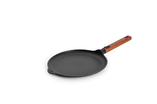 Woll Eco Logic QXR Crêpespfanne - Induktiv -, Ø 26 cm, mit abnehmbarem nachhaltigem Holzstiel - Geeignet für alle Herdarten, PFAS-frei, Antihaft-Versiegelung, Aluminiumguss von Woll