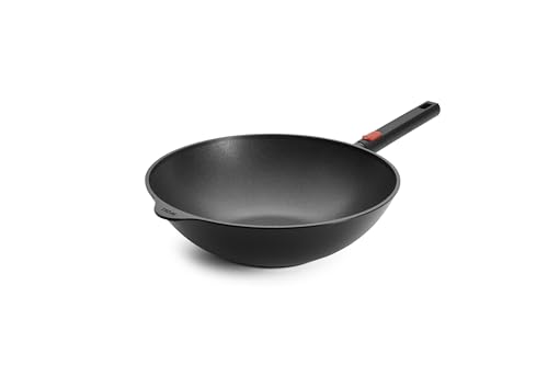 Woll Eco Logic QXR Wok- und Rührpfanne - Induktiv -, Ø 32 cm, 10 cm hoch, mit abnehmbaren Stiel - Geeignet für alle Herdarten, PFAS-frei, Antihaft-Versiegelung, Aluminiumguss von Woll