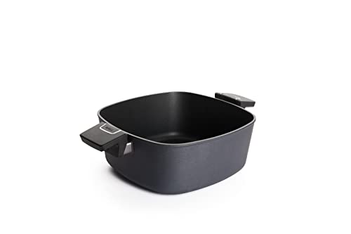 Woll Diamond Lite Kasserolle viereckig - Induktiv -, 26x26 cm, 10.5 cm hoch, 5.5 Liter, mit 2 Seitengriffen - Geeignet für alle Herdarten, Aluminiumguss, Antihaft-Versiegelung, backofenfest, anthrazit von Woll