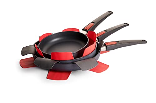 Woll Silicone Silikon-Spritzschutz, Untersetzer und Pfannenschutz, Pfannenschutzset, 2 35 cm und 1 Stück Ø 40 cm, Rot/Grau Woll Silicone Silikon-Spritzschutz, Untersetzer und Pfannenschutz, Pfannenschutzset, 2 35 cm und 1 Stück Ø 40 cm, Rot/Grau von Woll