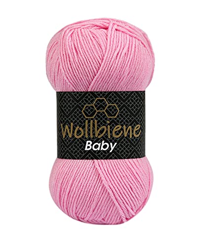 100g Strickgarn Wollbiene Baby Best Uni, Antipilling Strickwolle Häkelwolle (rosa 02) von Wollbiene