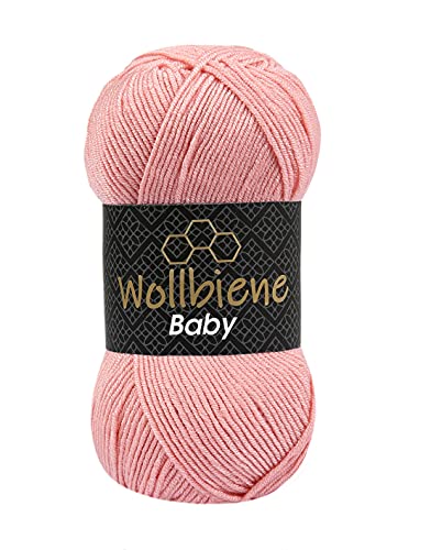 100g Strickgarn Wollbiene Baby Best Uni, Antipilling Strickwolle Häkelwolle (rose 04) von Wollbiene