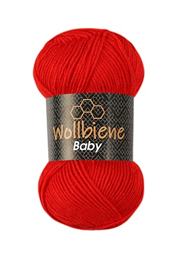 100g Strickgarn Wollbiene Baby Best Uni, Antipilling Strickwolle Häkelwolle (rot 26) von Wollbiene