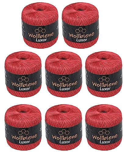 Wollbiene Luxor Häkelgarn Filetgarn 8x50g, 100% mercerisierte Baumwolle, 400g Häkelwolle Strickwolle (marsala rot 37) von Wollbiene