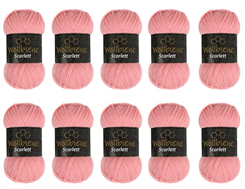 Wollbiene Scarlett Wolle 10 x 50g Strickwolle 500 Gramm Wolle zum Stricken und Häkeln Babywolle türkische Wolle (rosa 07) von Wollbiene