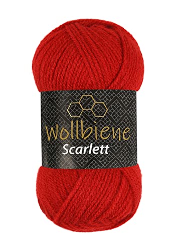 Wollbiene Scarlett Wolle 100g Strickwolle 100 Gramm Wolle zum Stricken und Häkeln Babywolle türkische Wolle (rot 05) von Wollbiene