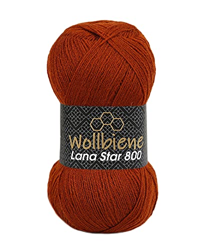 Wollbiene Wolle Wollbiene Lana Star 800 100g Strickwolle mit 25% Wolle 100 Gramm Wolle einfarbig türkische Wolle (braun 18) von Wollbiene