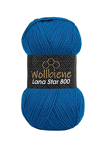 Wollbiene Wolle Wollbiene Lana Star 800 100g Strickwolle mit 25% Wolle 100 Gramm Wolle einfarbig türkische Wolle (petrol 11) von Wollbiene